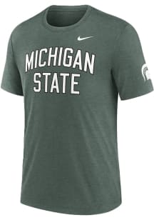 Michigan State Spartans Green Nike Triblend Arch Name Two Hit Logo Short Sleeve Fashion T Shirt