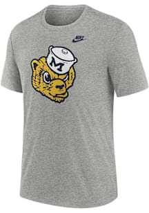 Nike Michigan Wolverines Grey Legacy Primary Logo Short Sleeve Fashion T Shirt