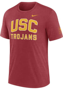 USC Trojans Crimson Nike Triblend Arch Name Two Hit Logo Short Sleeve Fashion T Shirt