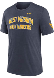 Nike West Virginia Mountaineers Navy Blue Triblend Arch Name Two Hit Logo Short Sleeve Fashion T..