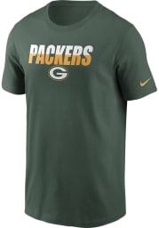 Nike Green Bay Packers Green Split Team Name Essential Short Sleeve T Shirt
