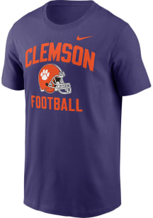 Nike Clemson Tigers Purple Football Helmet Short Sleeve T Shirt