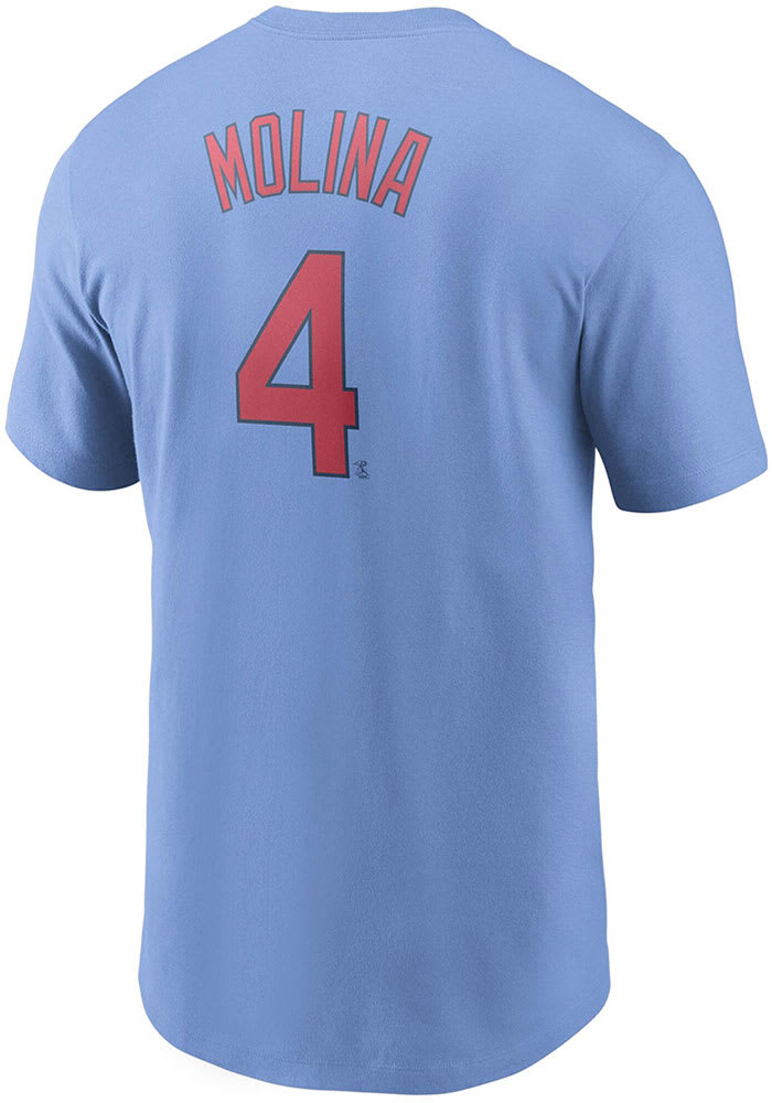 Yadier Molina St Louis Cardinals Light Blue Name And Number Short Sleeve Player T Shirt
