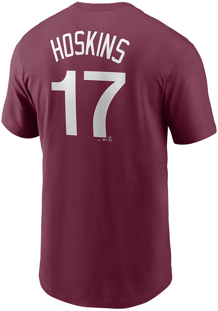 Rhys Hoskins Philadelphia Phillies Maroon Name And Number Short Sleeve Player T Shirt