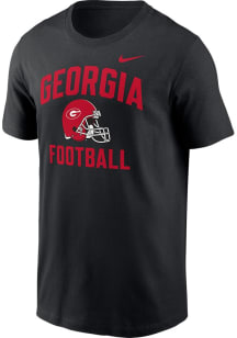 Nike Georgia Bulldogs Black Football Helmet Short Sleeve T Shirt