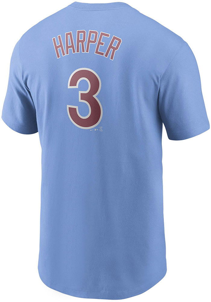 Bryce Harper Philadelphia Phillies Light Blue Name And Number Short Sleeve Player T Shirt