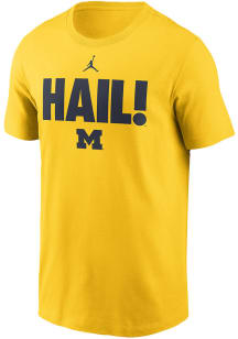 Nike Michigan Wolverines Yellow Jordan Cotton Logo Short Sleeve T Shirt