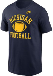 Michigan Wolverines Navy Blue Nike Football Logo Short Sleeve T Shirt