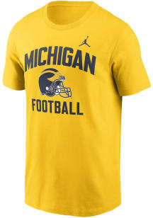 Nike Michigan Wolverines Yellow Jordan Cotton Logo Design Short Sleeve T Shirt