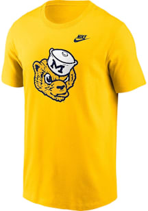 Nike Michigan Wolverines Yellow Football Helmet Short Sleeve T Shirt