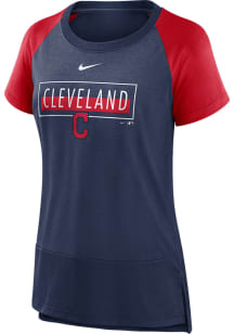 Nike Cleveland Indians Womens Navy Blue Raglan Short Sleeve T-Shirt