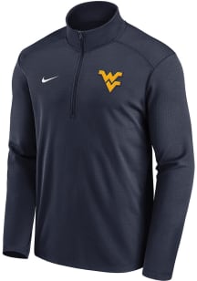 Nike West Virginia Mountaineers Mens Navy Blue Primary Logo Pacer Long Sleeve Qtr Zip Pullover