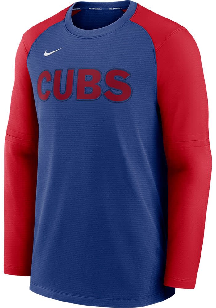 Nike Chicago Cubs Mens Blue Crew Top Pregame Long Sleeve