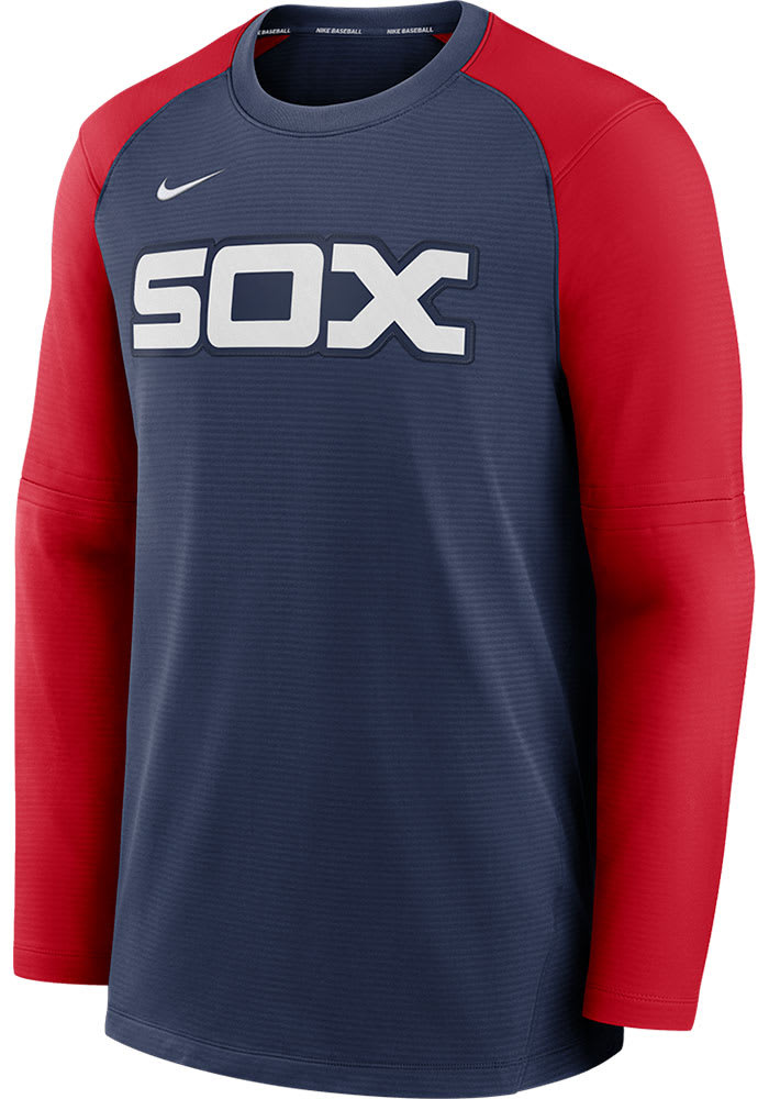 Nike Chicago White Sox Long Sleeve Crew Top Pregame Sweatshirt - Navy Blue