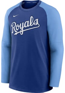 Nike Kansas City Royals Mens Blue Crew Top Pregame Long Sleeve Sweatshirt