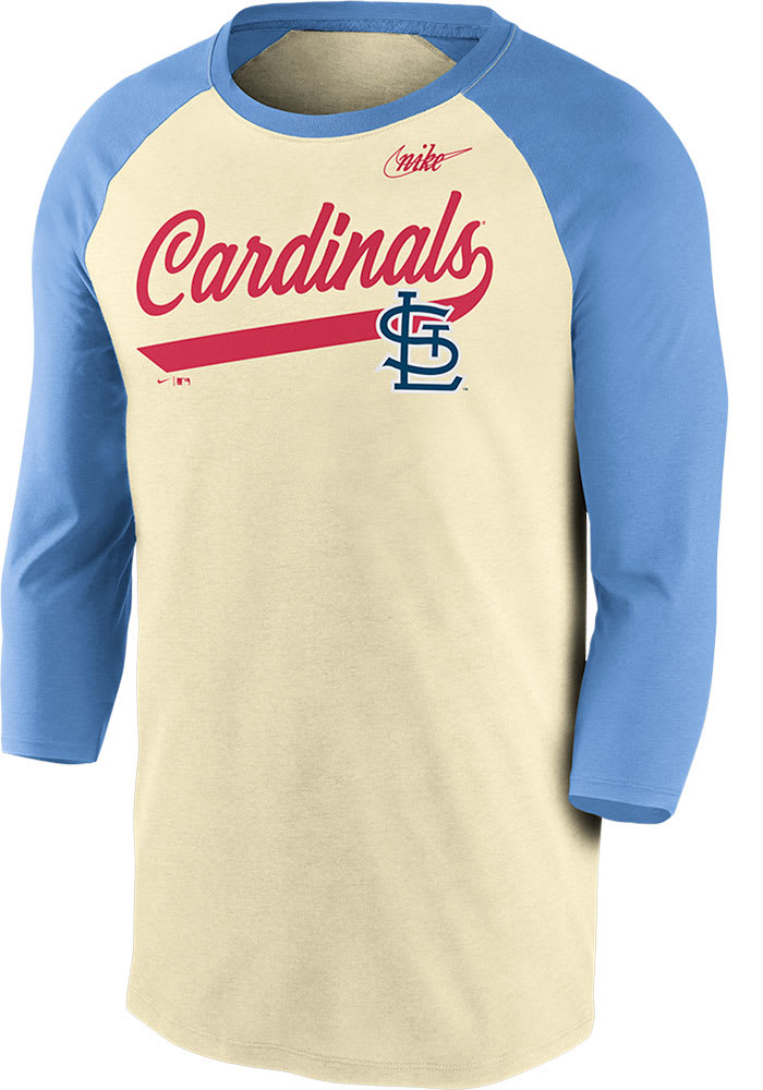 Nike St Louis Cardinals Natural Coop Raglan Long Sleeve Fashion T Shirt