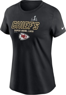 Nike Kansas City Chiefs Womens Black 2023 Super Bowl Participant Iconic Short Sleeve T-Shirt