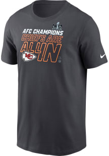 Nike Kansas City Chiefs Charcoal 2023 AFC Conference Champions Trophy Collection Short Sleeve T ..
