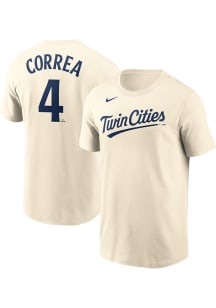 Carlos Correa Minnesota Twins Tan Name Number Short Sleeve Player T Shirt