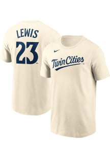 Royce Lewis Minnesota Twins Tan Name Number Short Sleeve Player T Shirt