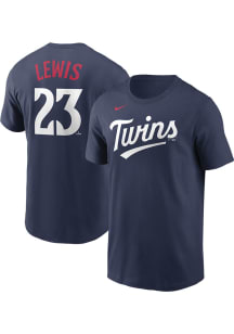 Royce Lewis Minnesota Twins Navy Blue Name Number Short Sleeve Player T Shirt