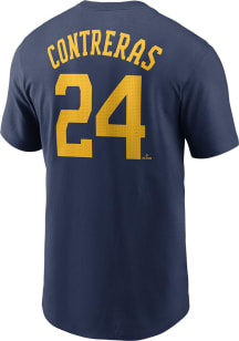 William Contreras Milwaukee Brewers Navy Blue Name Number Short Sleeve Player T Shirt