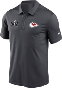 Nike Kansas City Chiefs Mens Charcoal 2023 Super Bowl Bound Short Sleeve Polo