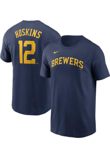 Rhys Hoskins Milwaukee Brewers Navy Blue Home Short Sleeve Player T Shirt