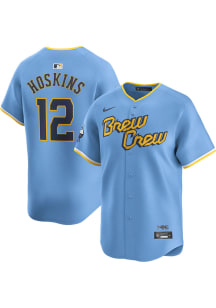 Rhys Hoskins Nike Milwaukee Brewers Mens Light Blue City Connect Limited Baseball Jersey