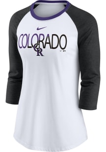 Nike Colorado Rockies Womens White Split Raglan LS Tee
