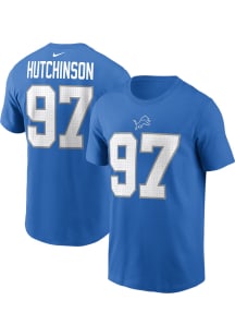 Aidan Hutchinson Detroit Lions Blue Home Short Sleeve Player T Shirt