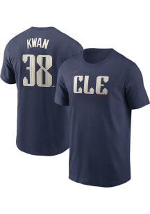 Steven Kwan Cleveland Guardians Navy Blue City Connect Short Sleeve Player T Shirt