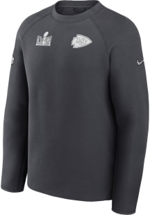 Nike Kansas City Chiefs Mens Charcoal 2023 Super Bowl Participant Media Day Long Sleeve Sweatshi..