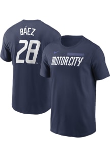 Javier Baez Detroit Tigers Navy Blue City Connect Short Sleeve Player T Shirt