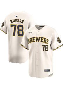Bryan Hudson Nike Milwaukee Brewers Mens Ivory Home Limited Baseball Jersey