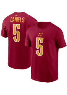 Jayden Daniels Washington Commanders Maroon Home Short Sleeve Player T Shirt