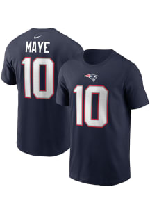 Drake Maye New England Patriots Navy Blue Home Short Sleeve Player T Shirt
