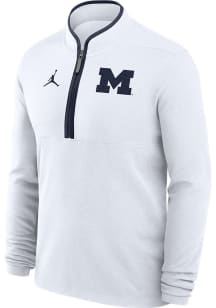 Mens Michigan Wolverines White Nike Victory Qtr Zip Pullover