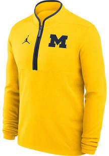 Mens Michigan Wolverines Yellow Nike Victory Qtr Zip Pullover