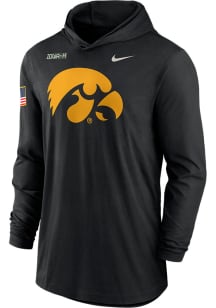 Mens Iowa Hawkeyes Black Nike Military Appreciation Light Weight Hooded Sweatshirt