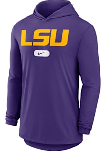 Nike LSU Tigers Mens Purple Lightweight Primary Logo Long Sleeve Lightweight Hoodie