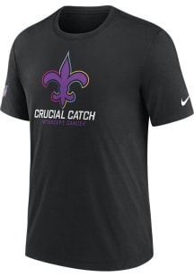 Nike New Orleans Saints Black Crucial Catch Short Sleeve Fashion T Shirt