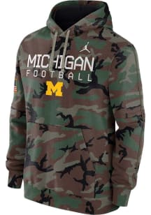 Mens Michigan Wolverines Green Nike Military Appreciation Fleece Hooded Sweatshirt