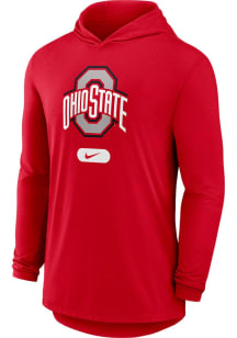 Mens Ohio State Buckeyes Red Nike Lightweight Primary Logo Hooded Sweatshirt