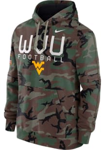 Nike West Virginia Mountaineers Mens Green Military Appreciation Fleece Long Sleeve Hoodie