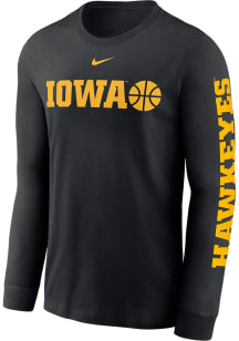 Mens Iowa Hawkeyes Black Nike Basketball Icon Sleeve Hit Tee