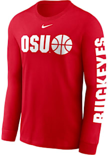 Nike Ohio State Buckeyes Red Basketball Icon Sleeve Hit Long Sleeve T Shirt