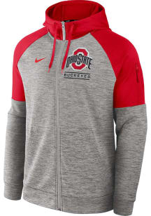 Mens Ohio State Buckeyes Grey Nike Modern Tradition Fitness Long Sleeve Zip