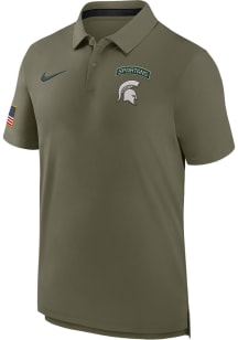 Mens Michigan State Spartans Olive Nike Military Appreciation Tour Short Sleeve Polo Shirt