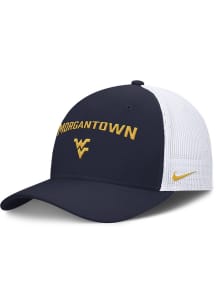 Nike West Virginia Mountaineers Nike Dri-Fit Rise Structured Trucker Cap Adjustable Hat - Navy B..